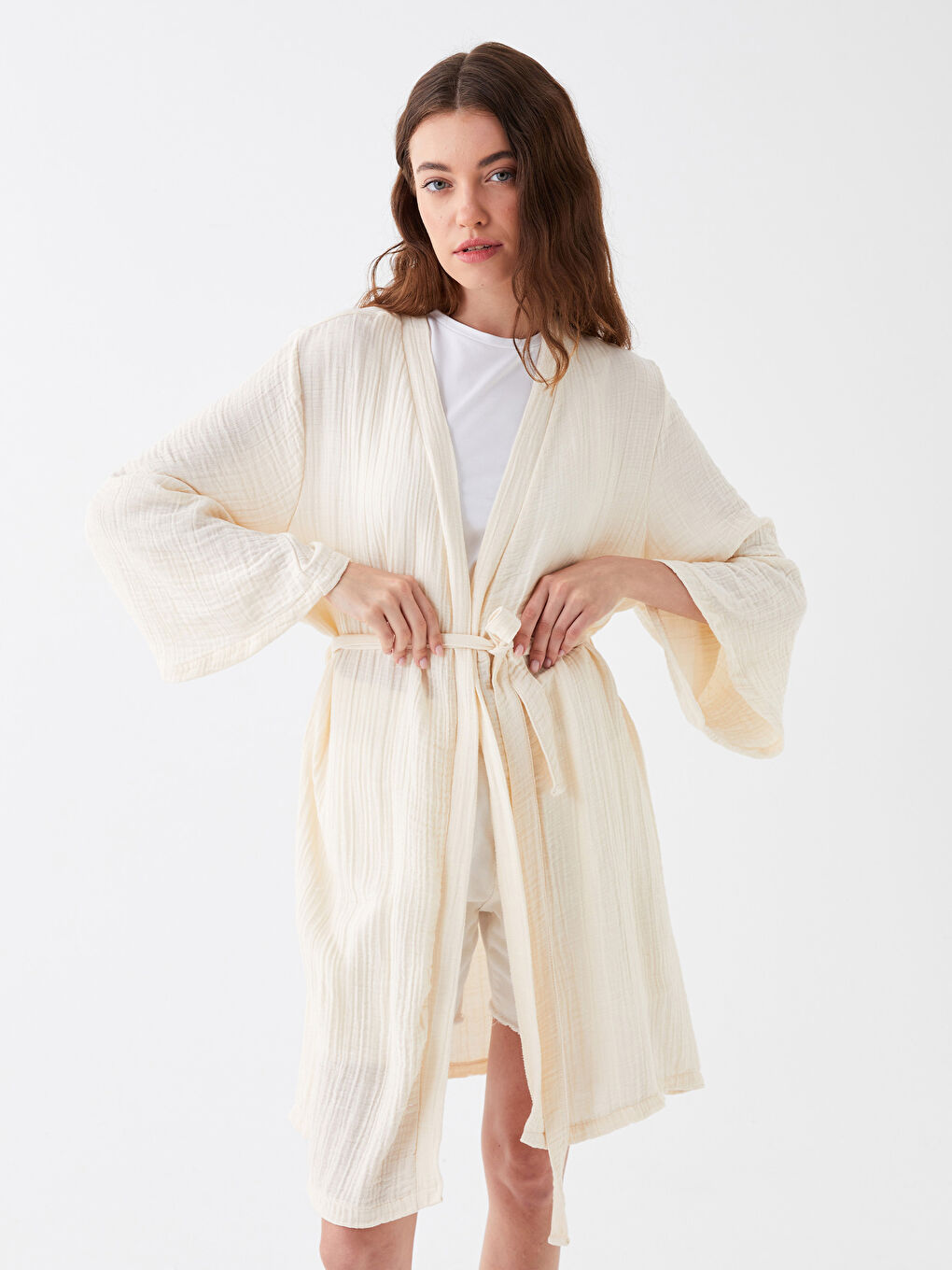 Shawl Collar Women's Kimono -S3G341Z8-FT0