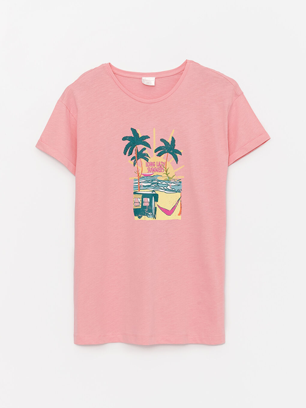 Crew Neck Printed Short Sleeve Women's Beach Dress -S3G342Z8-FLX
