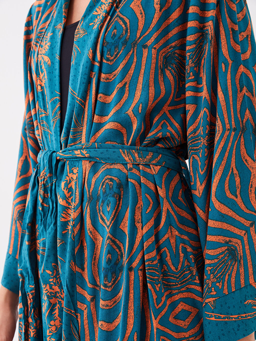 Shawl Collar Patterned Women's Kimono -S3G345Z8-LRJ