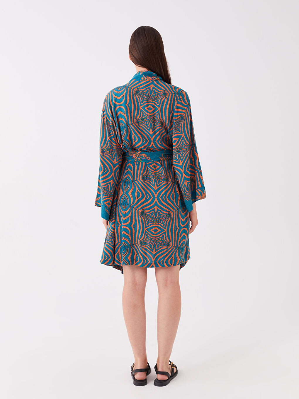Shawl Collar Patterned Women's Kimono -S3G345Z8-LRJ
