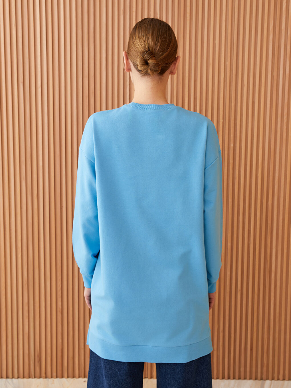 Crew Neck Printed Long Sleeve Oversize Women's Sweatshirt Tunic-4