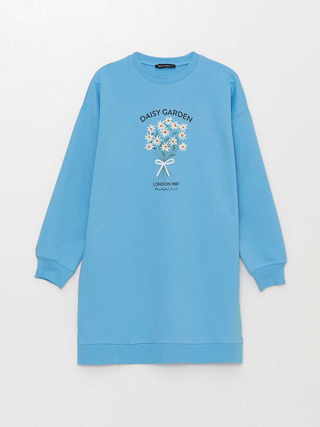 Crew Neck Printed Long Sleeve Oversize Women's Sweatshirt Tunic-5