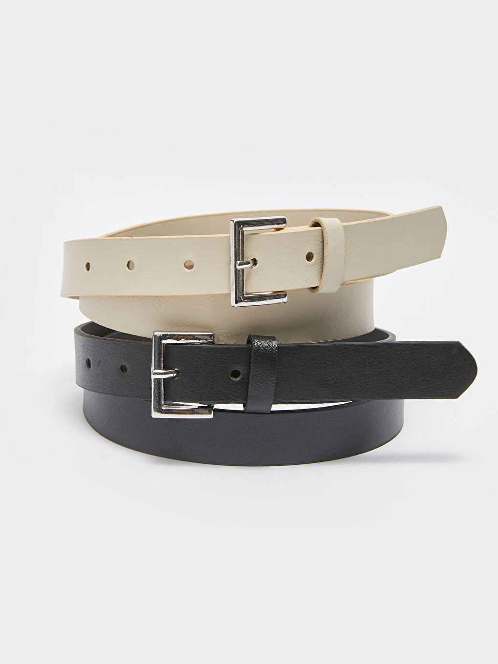 LCW ACCESSORIES Leather Look Womens Slim Belt 2-Pack -S3G354Z8-CR8