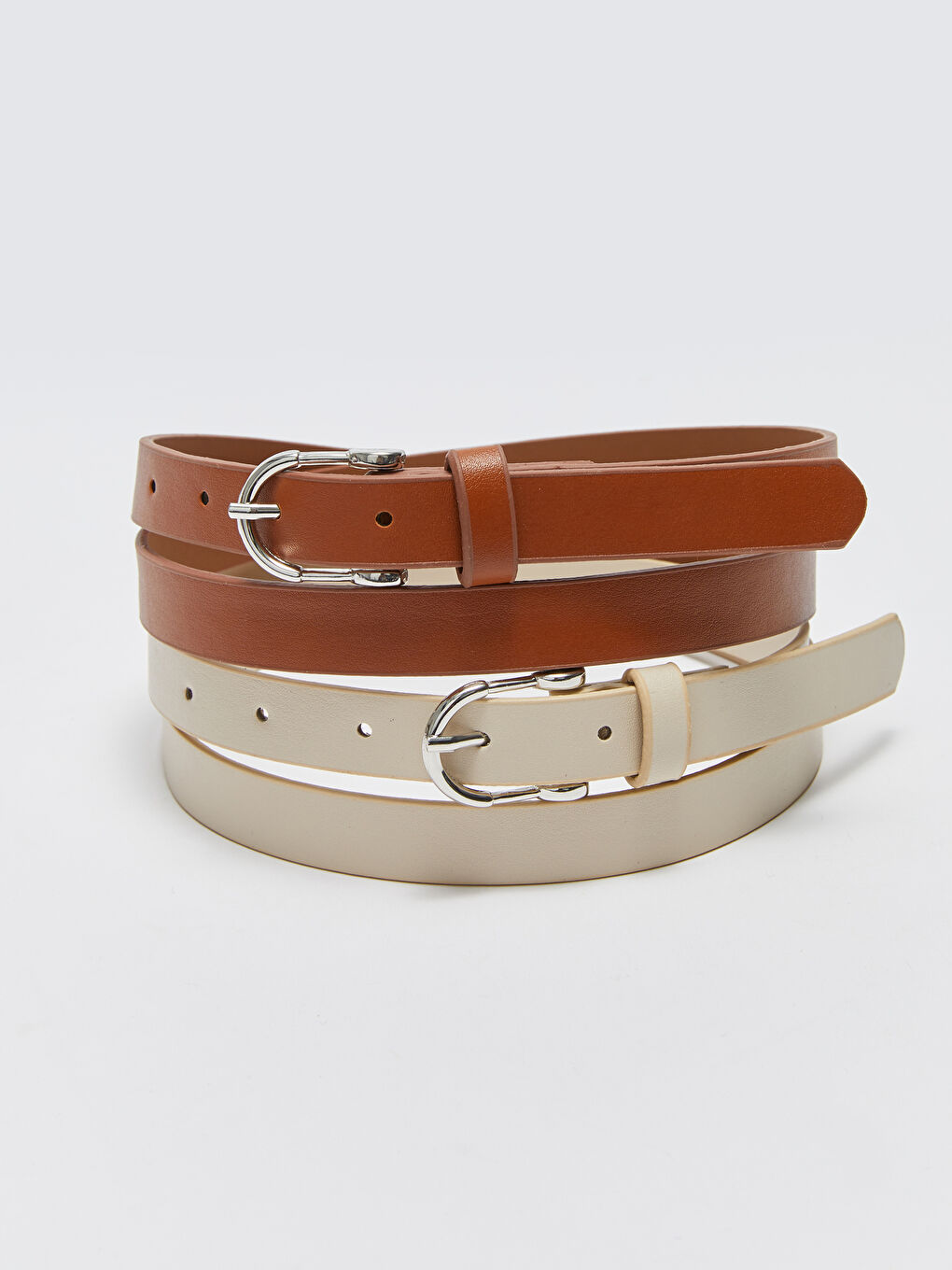 Leather Look Womens Slim Belt 2-Pack -S3G355Z8-E5N