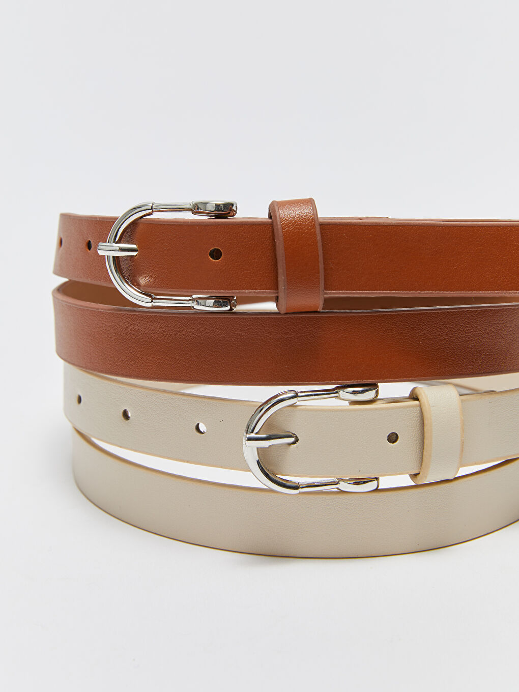Leather Look Womens Slim Belt 2-Pack -S3G355Z8-E5N