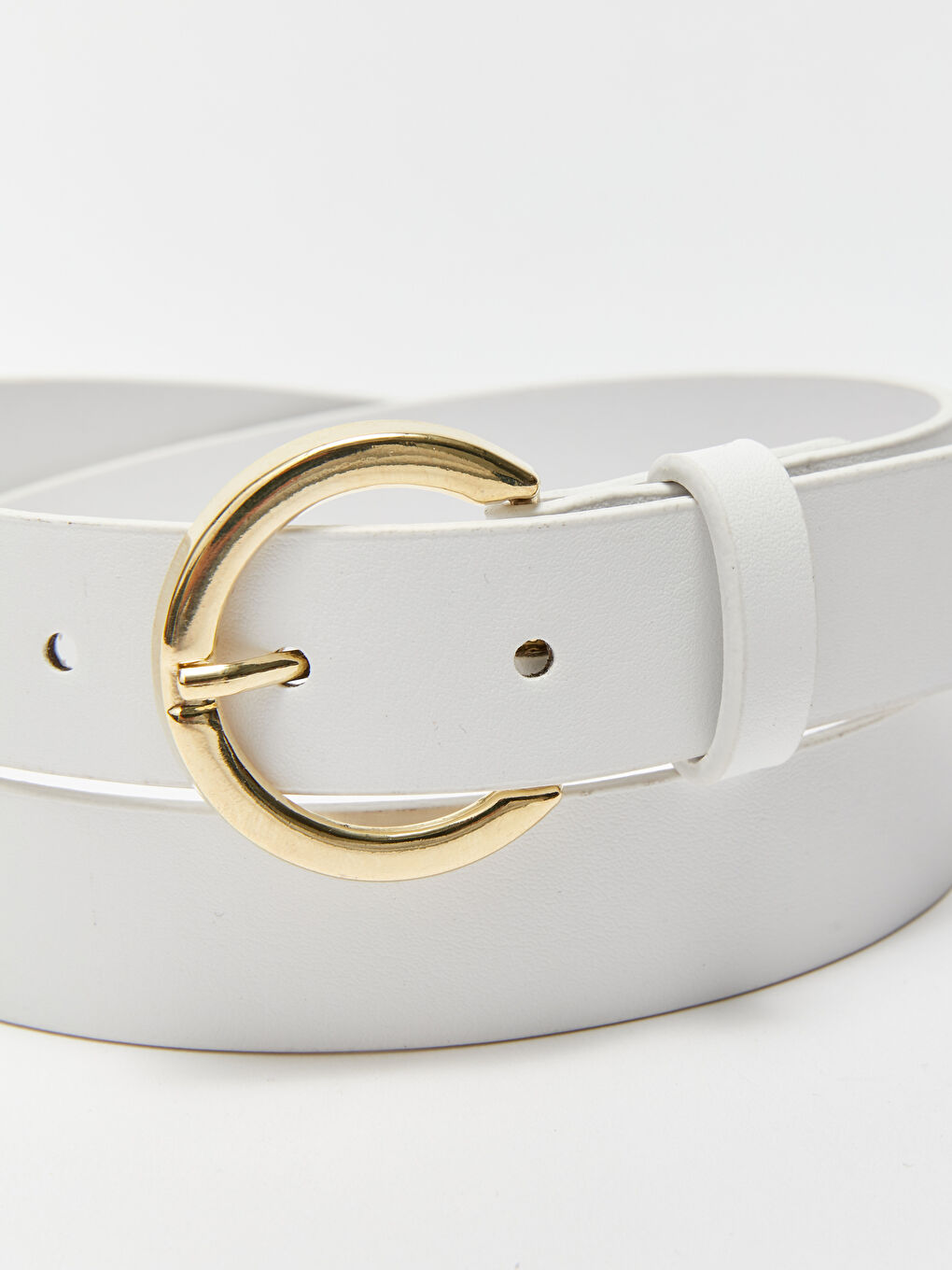 Beyaz Deri Görünümlü Kadın Kemer-3