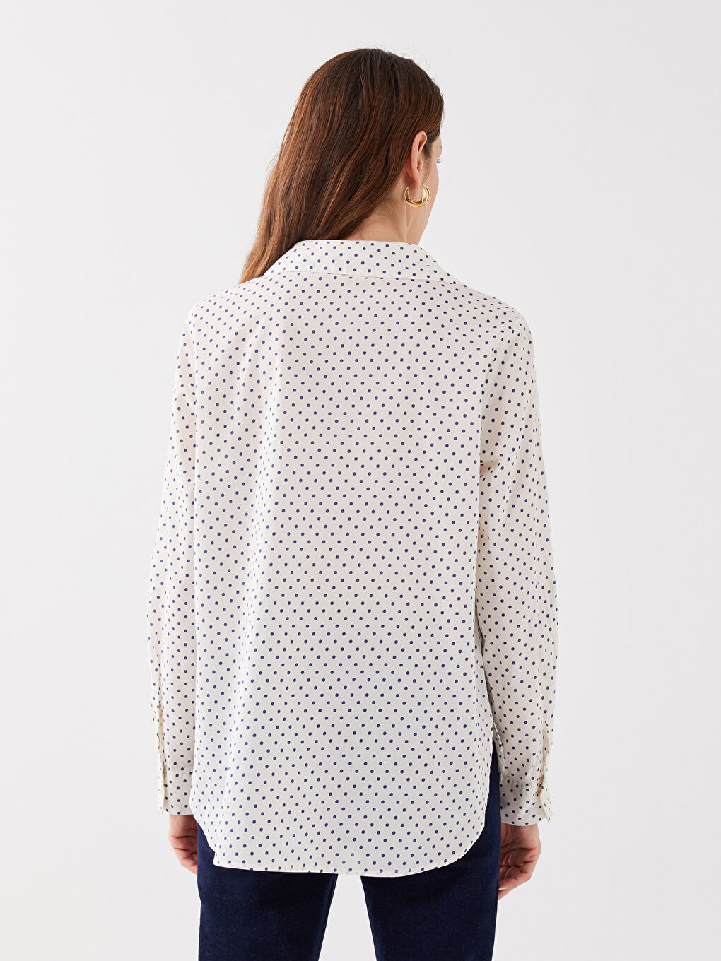 LCWAIKIKI Classic Polka Dot Long Sleeve Voile Women's Shirt -S3G360Z8-LS3