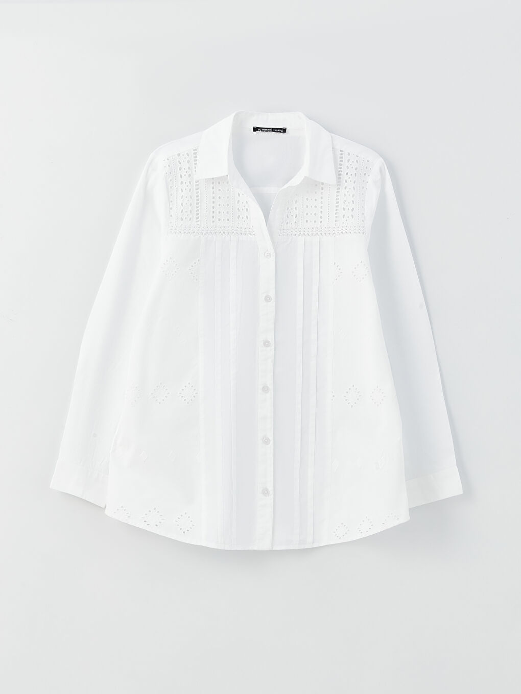 LCWAIKIKI Classic Self Patterned Long Sleeve Broderie Women's Shirt -S3G362Z8-KE8