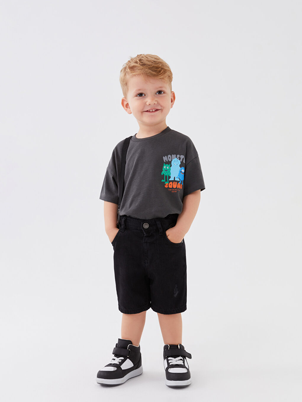 Set de 2 Pantaloni Scurți din Denim pentru Bebeluși Băieți cu Talie Elastică și Curele