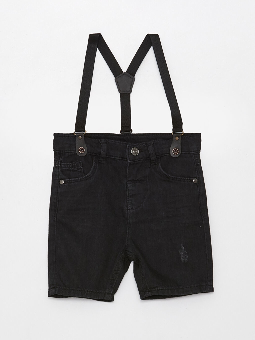 Set de 2 Pantaloni Scurți din Denim pentru Bebeluși Băieți cu Talie Elastică și Curele-2