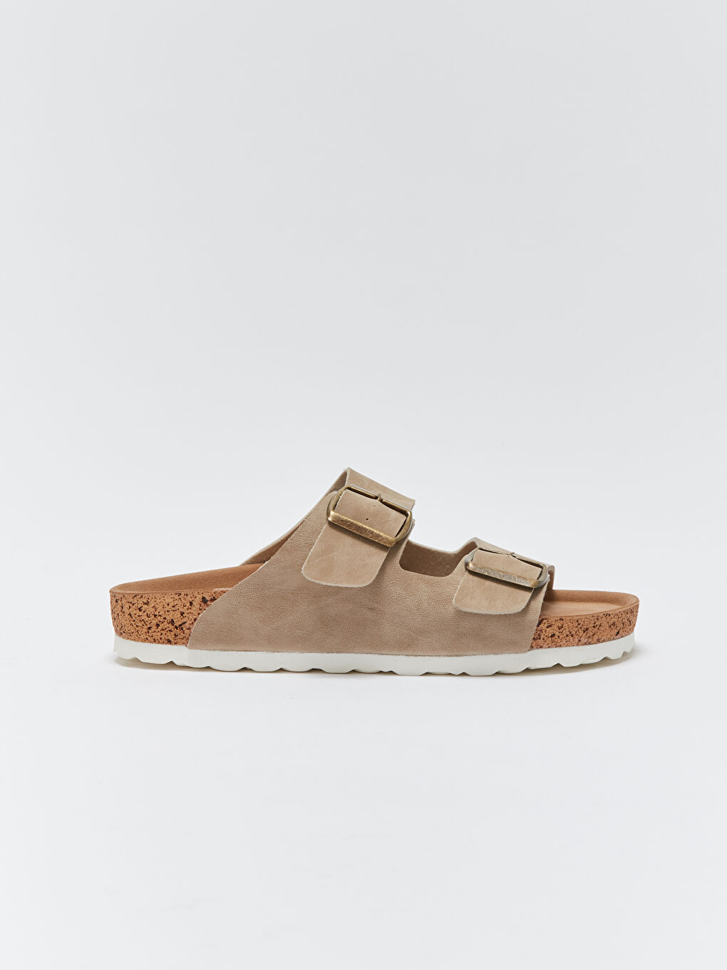 Bej Çift Bantlı Kadın Terlik-1