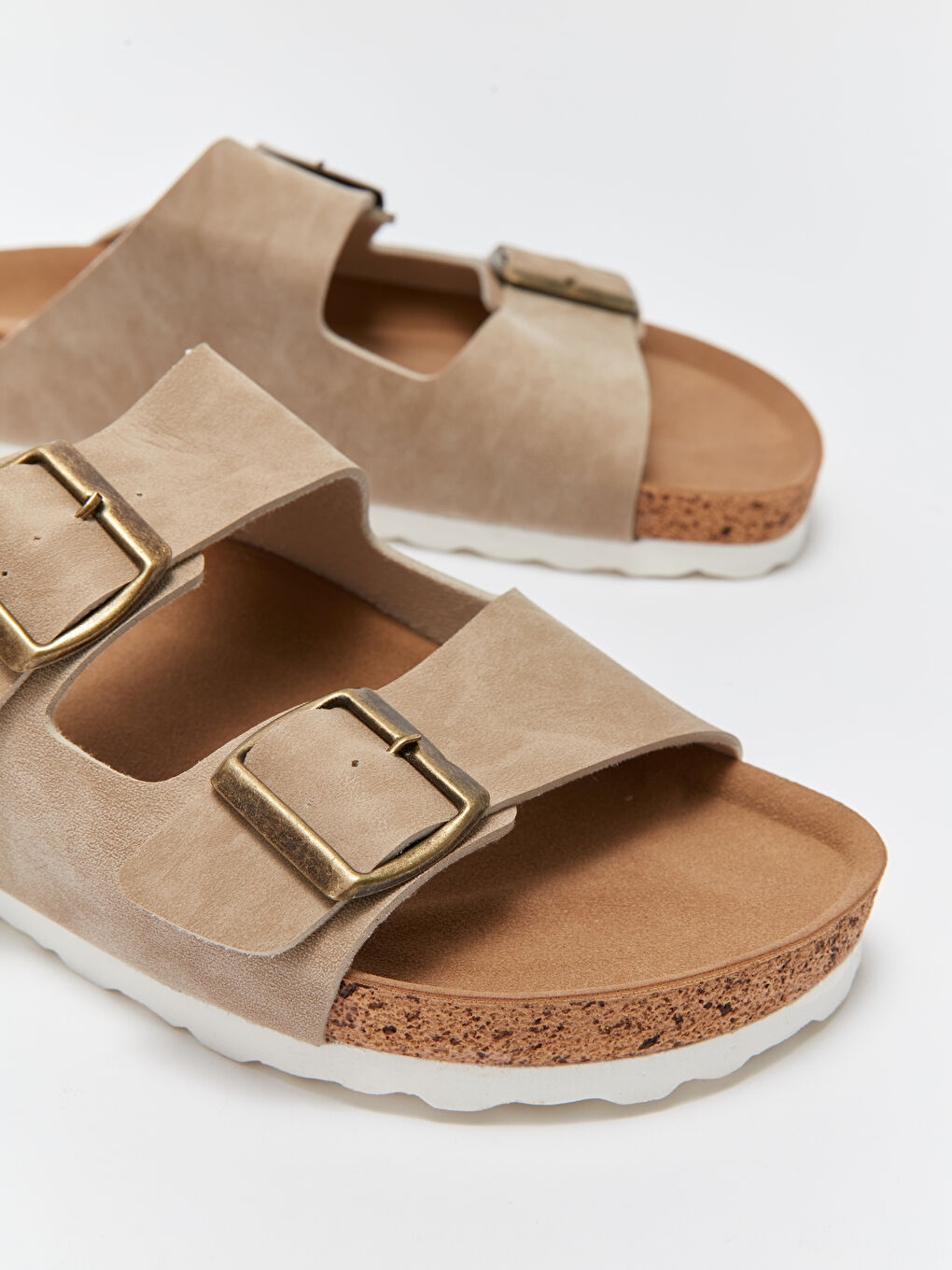 Bej Çift Bantlı Kadın Terlik-2