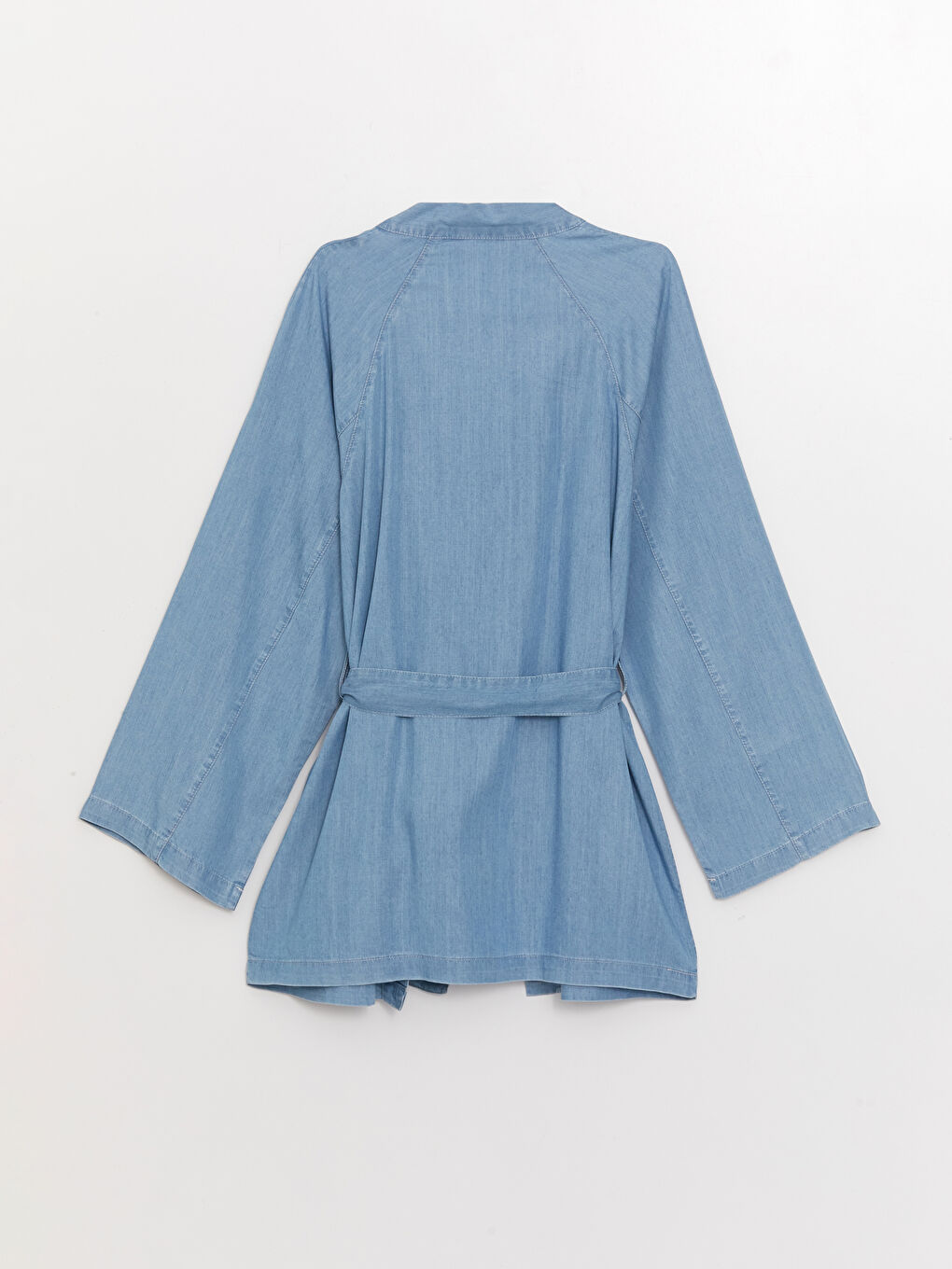 LCW Modest Shawl Collar Straight Long Sleeve Women's Jean Tunic -S3G392Z8-311