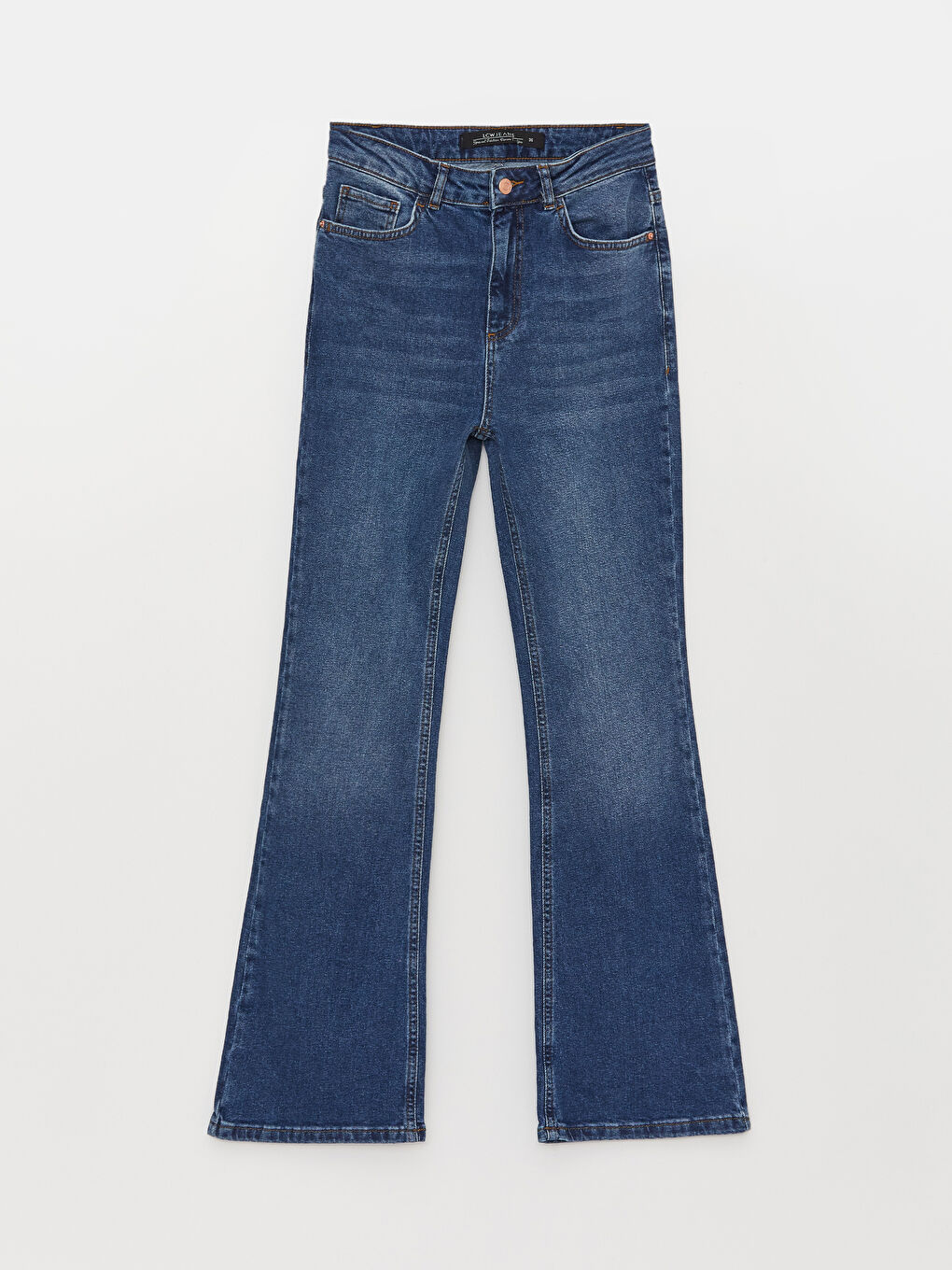 İndigo Mars Flare Düz Cep Detaylı Kadın Jean Pantolon-5