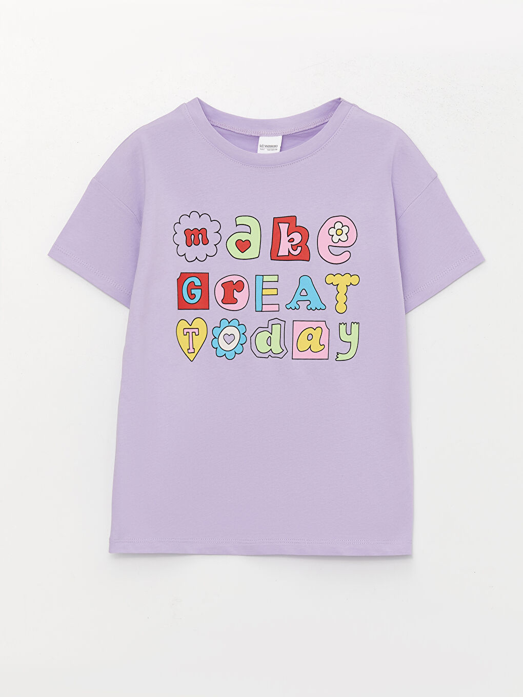 Lila Bisiklet Yaka Baskılı Kısa Kollu Kız Çocuk Pijama Takımı-1