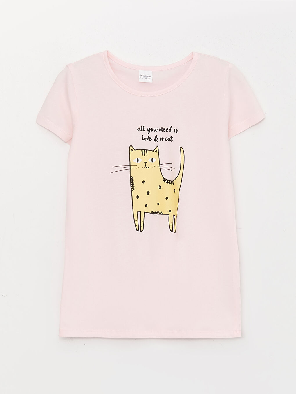 Pembe Bisiklet Yaka Baskılı Kısa Kollu Kız Çocuk Pijama Takımı-1