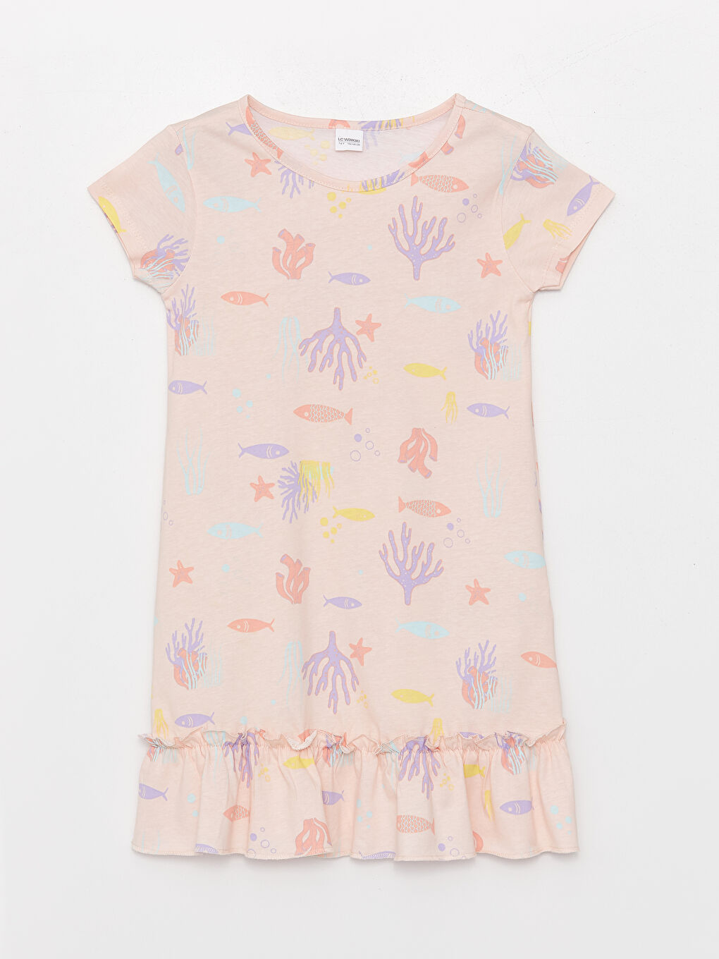 Crew Neck Printed Girls' Nightgown