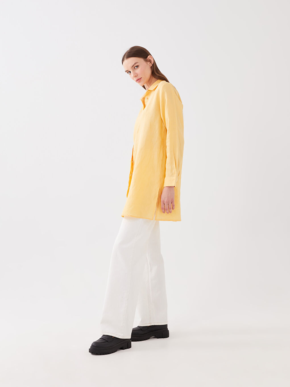 әйелдерге арналған 100% зығыр матадан тігілген жейде туника-2