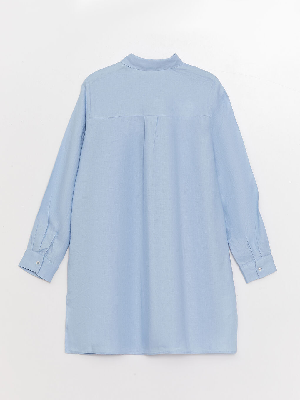 Mavi %100 Keten Kadın Gömlek Tunik-5