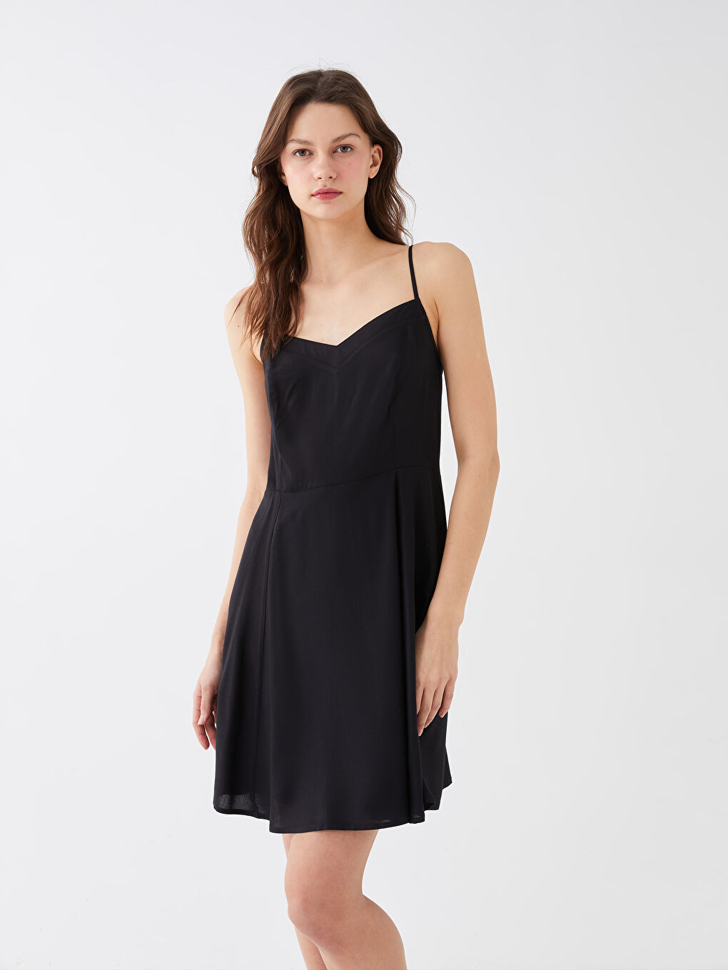 LCW Vision Women's Heart Collar Strap Viscose Dress -S3G421Z8-RQL