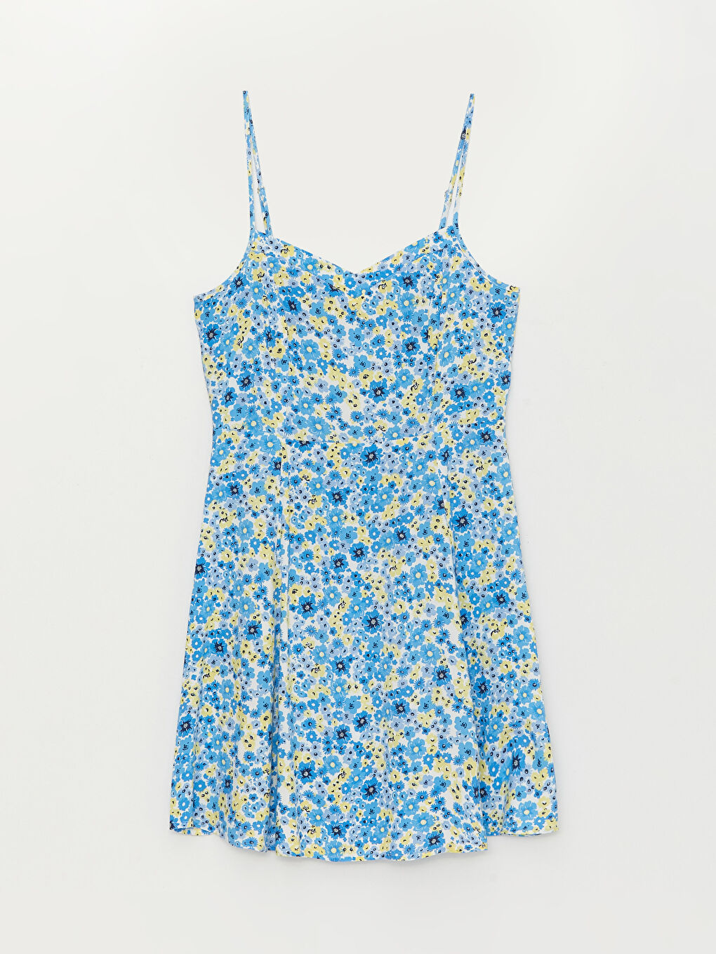 فستان للسيدات بِحَمّالات بنقشة مُزهر وياقة على شكل قلب-5