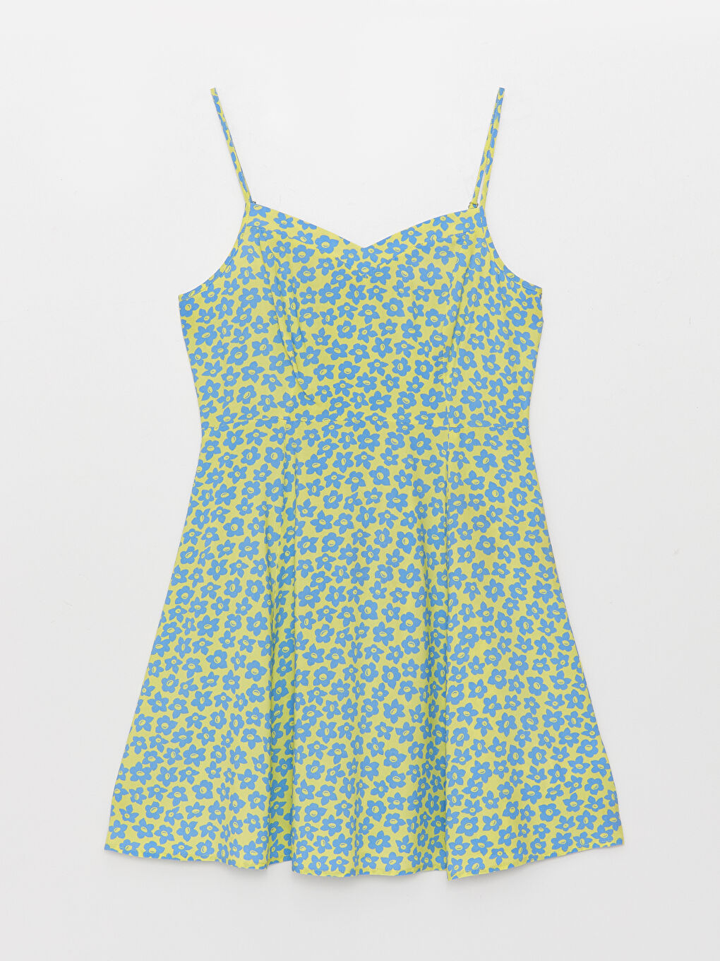 فستان للسيدات بِحَمّالات بنقشة مُزهر وياقة على شكل قلب-5