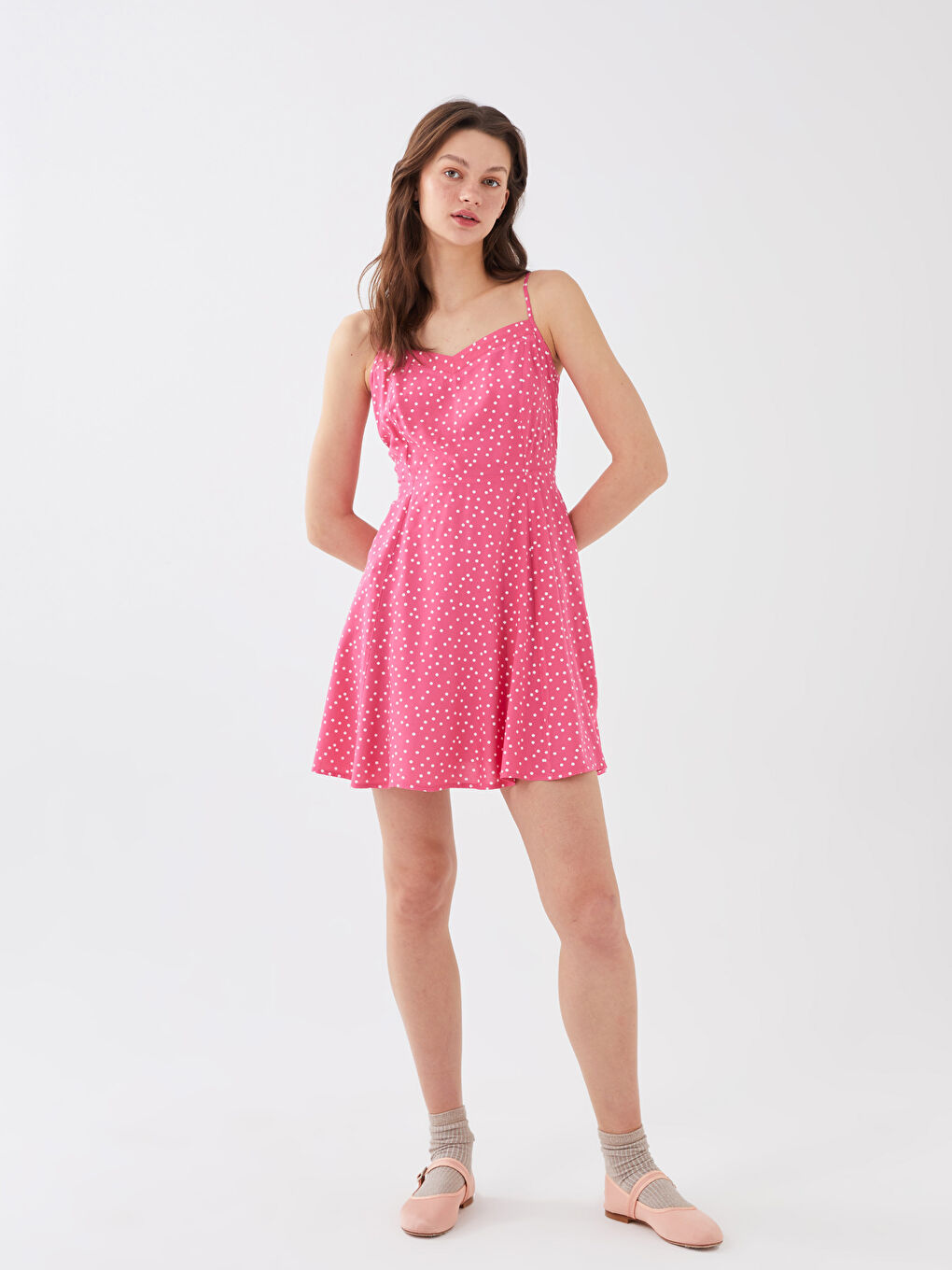 LCW Vision Sweetheart Neck Polka Dot Strappy Women's Dress -S3G422Z8-KTU