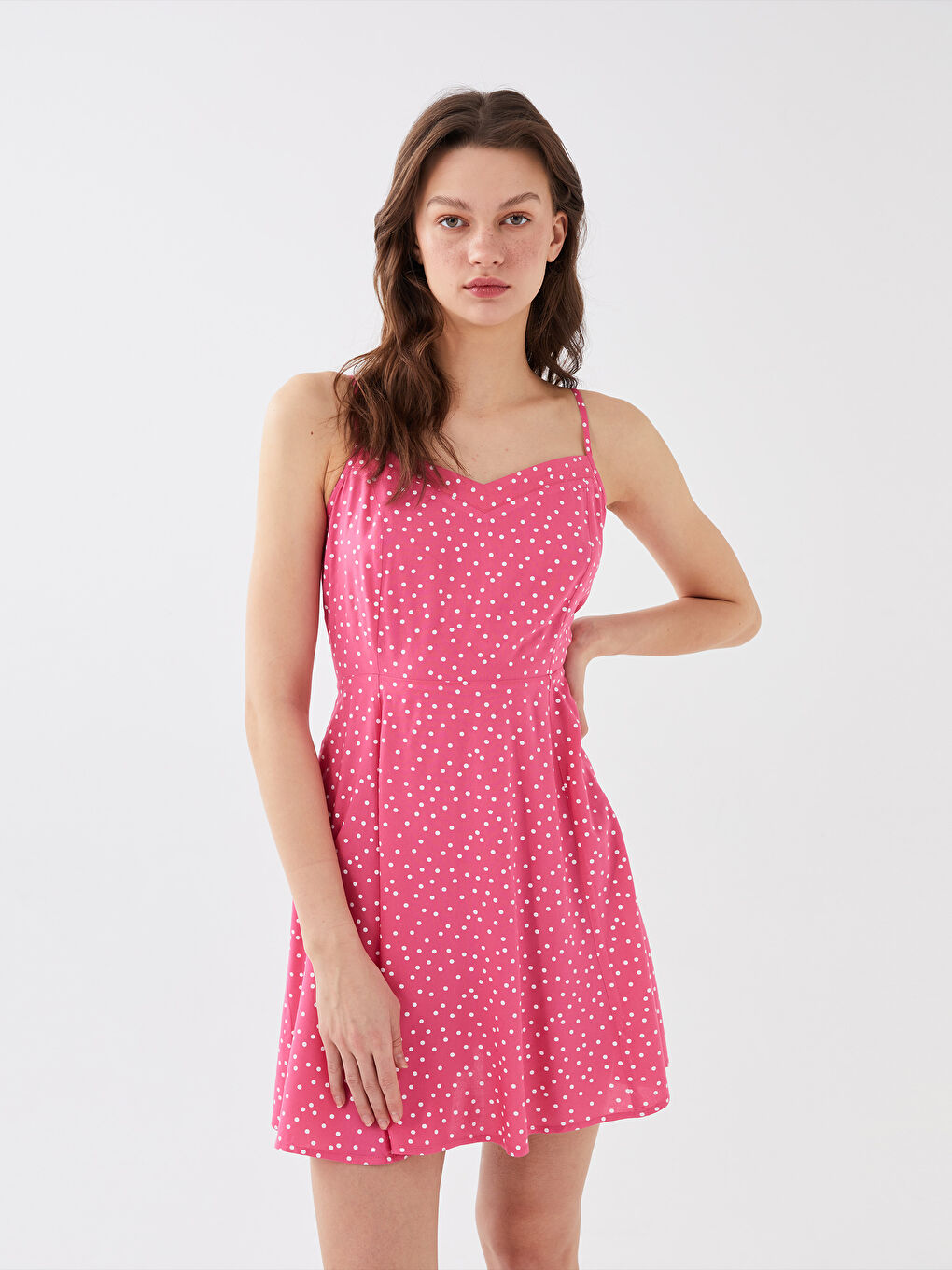 LCW Vision Sweetheart Neck Polka Dot Strappy Women's Dress -S3G422Z8-KTU