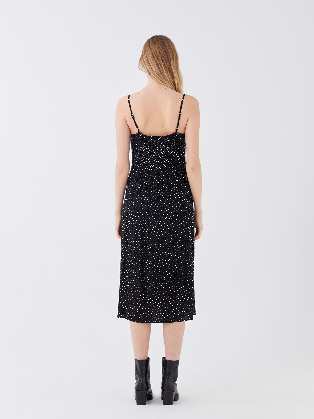 LCW Vision Sweetheart Neck Polka Dot Strappy Women's Dress -S3G426Z8-LQJ