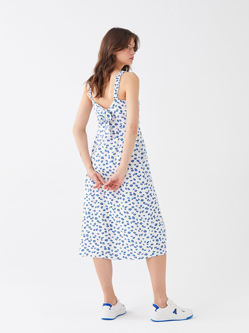 Robe pour Femmes à Bretelles Florale à Encolure Cœur