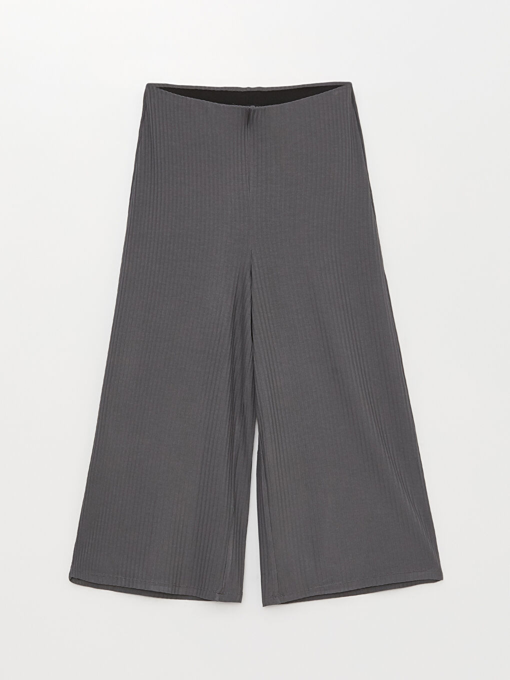 Antrasit Kadın Standart Fit Düz Kapri-5