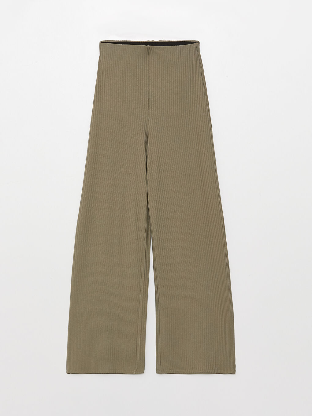 Beli Lastikli Düz Geniş Paça Kadın Pantolon-5