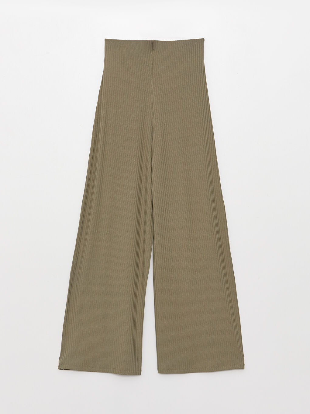 Beli Lastikli Düz Geniş Paça Kadın Pantolon-6