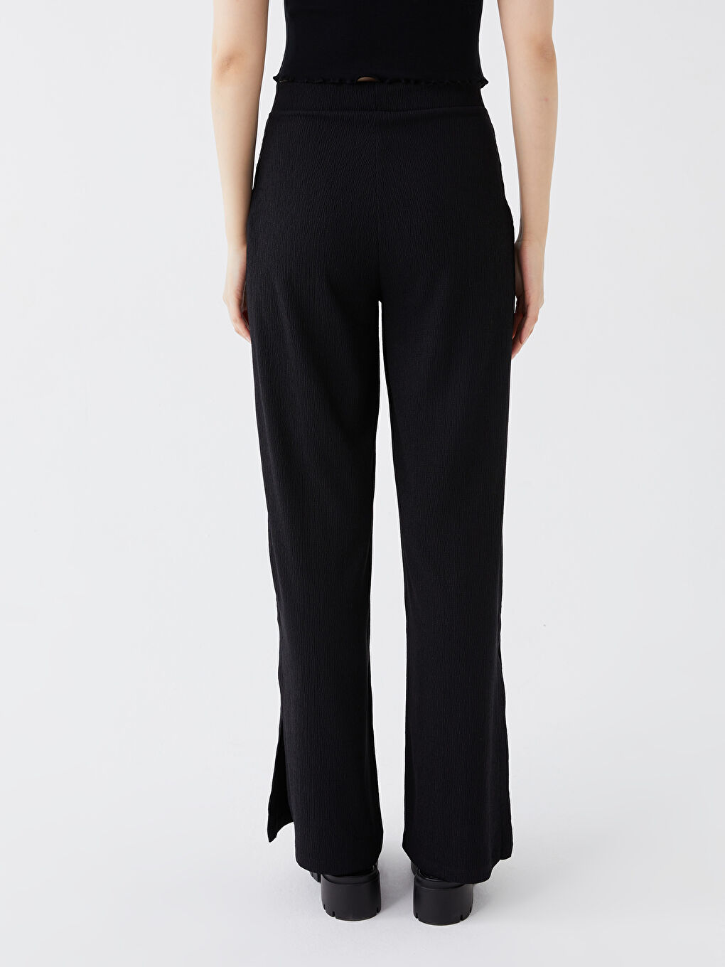 Pantalon Fendu à Jambe Droite pour Femmes à Coupe Standard-3