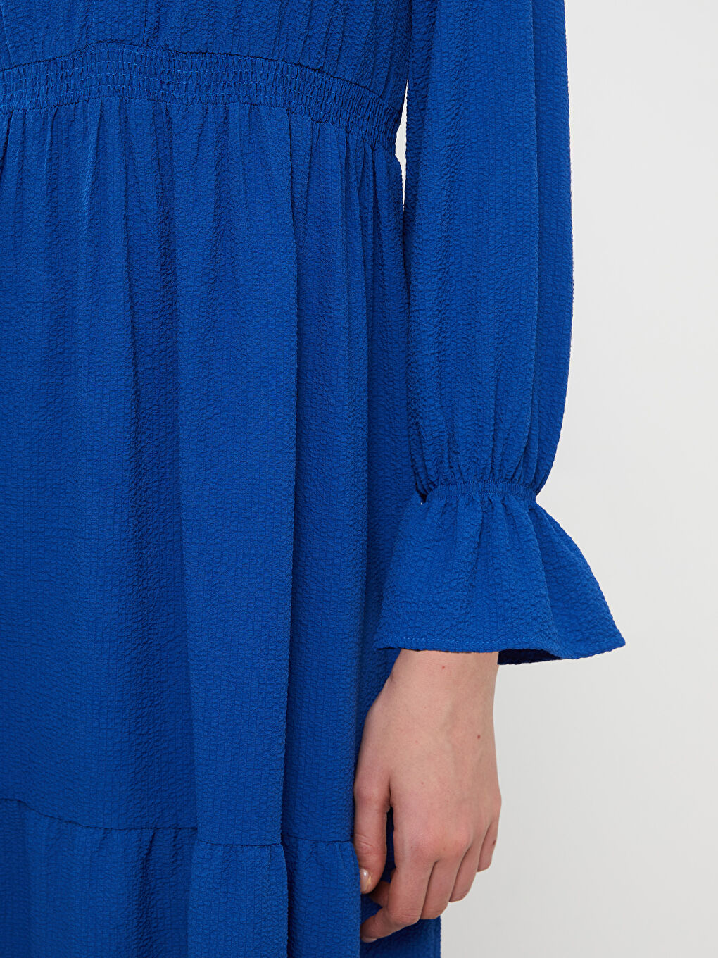 فستان نسائي سادة بأكمام طويلة وقبة قميص-3