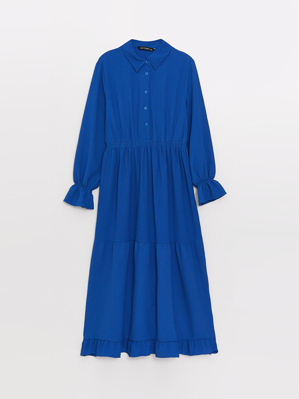 فستان نسائي سادة بأكمام طويلة وقبة قميص-5