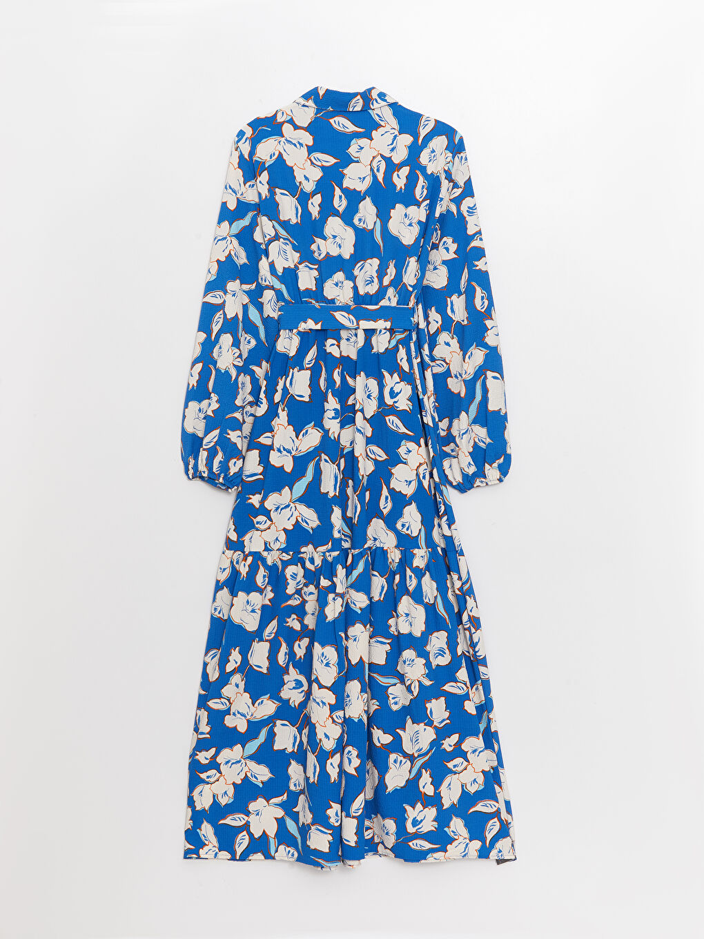 Collared Neck Floral Long Sleeve Women's Dress-6