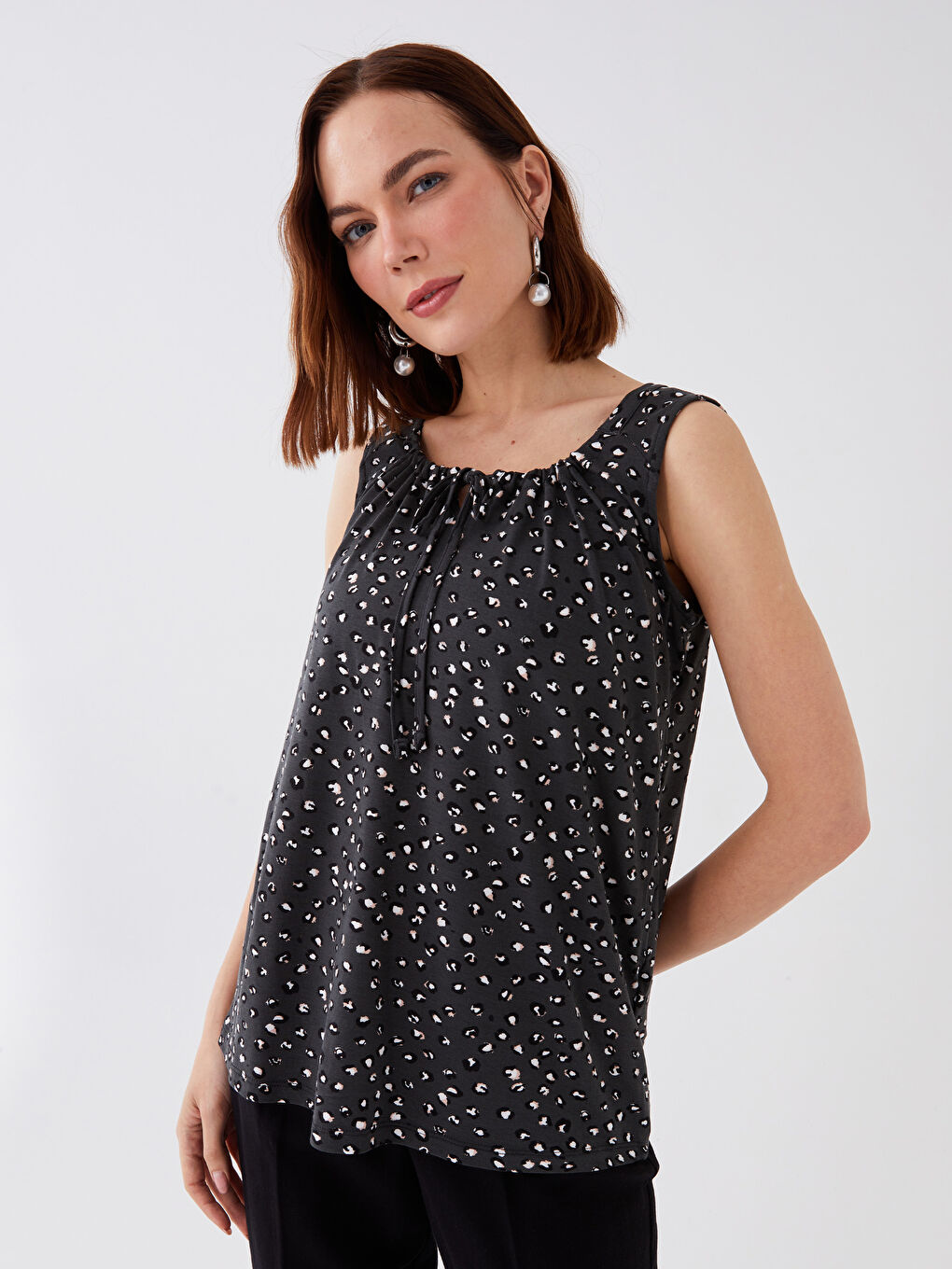 Tied Collar Patterned Women's Athlete -S3G447Z8-LQJ