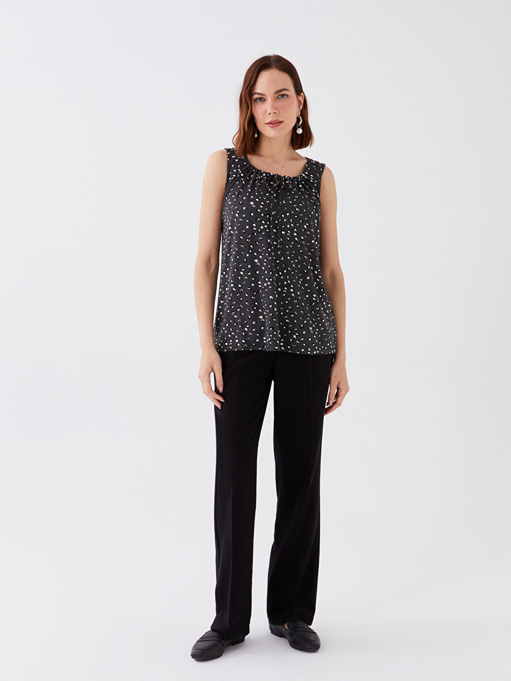 Tied Collar Patterned Women's Athlete -S3G447Z8-LQJ