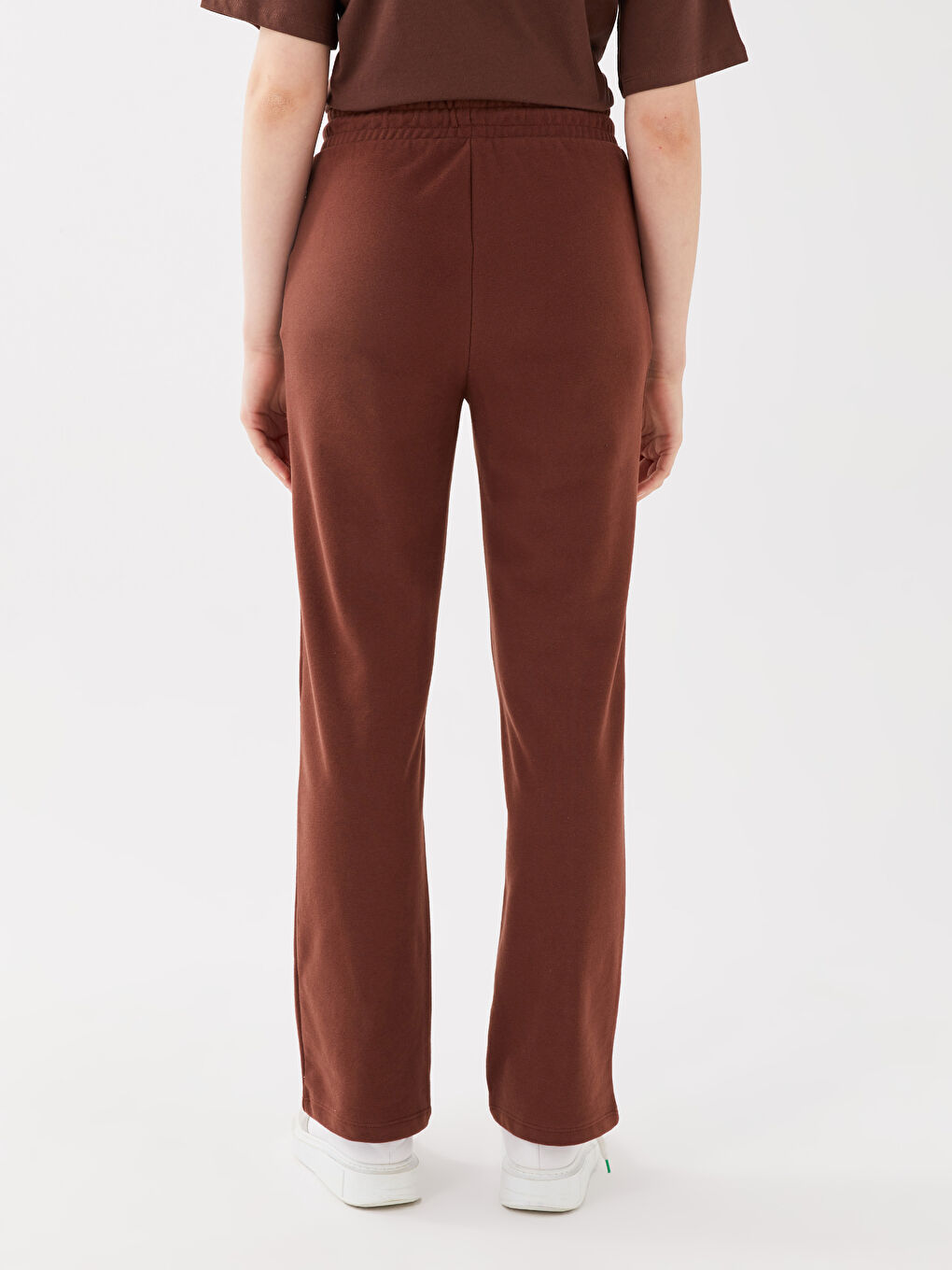 Kahverengi Beli Lastikli Dikiş Detaylı Kadın Eşofman Altı-4