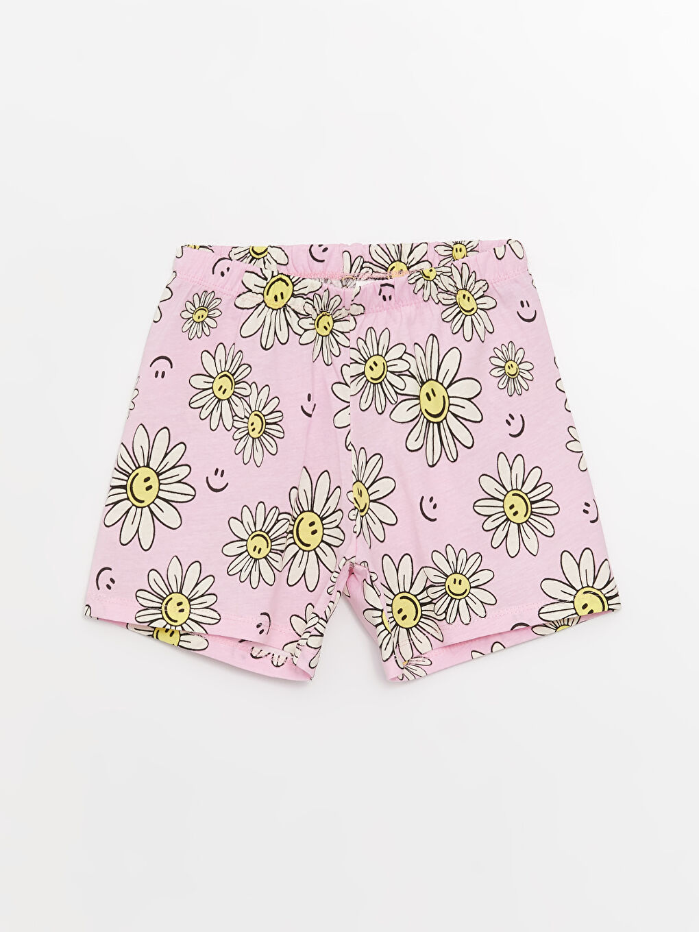 მრგვალი საყელო ნაბეჭდი მოკლე სახელო გოგონებისთვის პიჟამის ნაკრები შორტებით-2