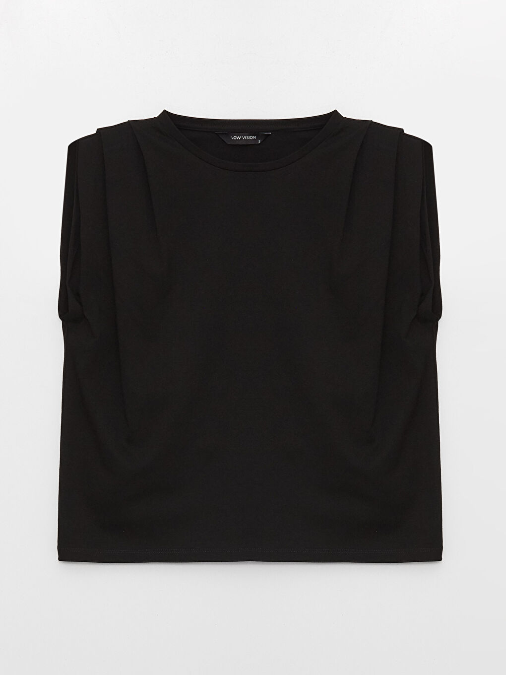 Siyah Kadın Bisiklet Yaka Düz Atlet-5