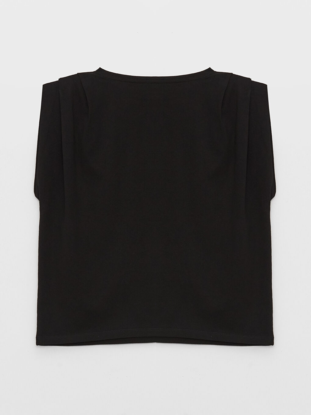 Siyah Kadın Bisiklet Yaka Düz Atlet-6