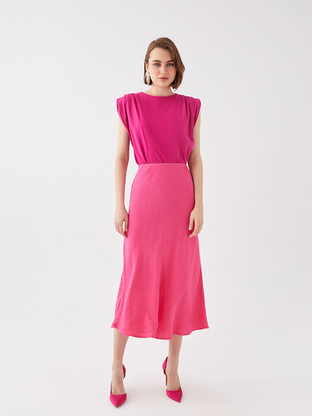 Fuşya Kadın Bisiklet Yaka Düz Atlet-2