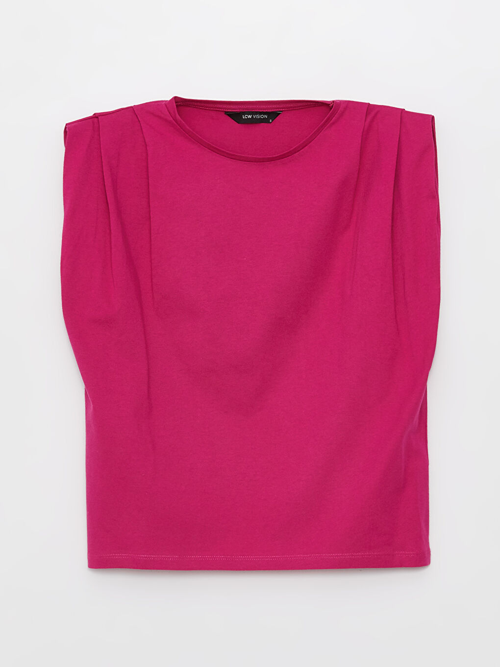 Fuşya Kadın Bisiklet Yaka Düz Atlet-5