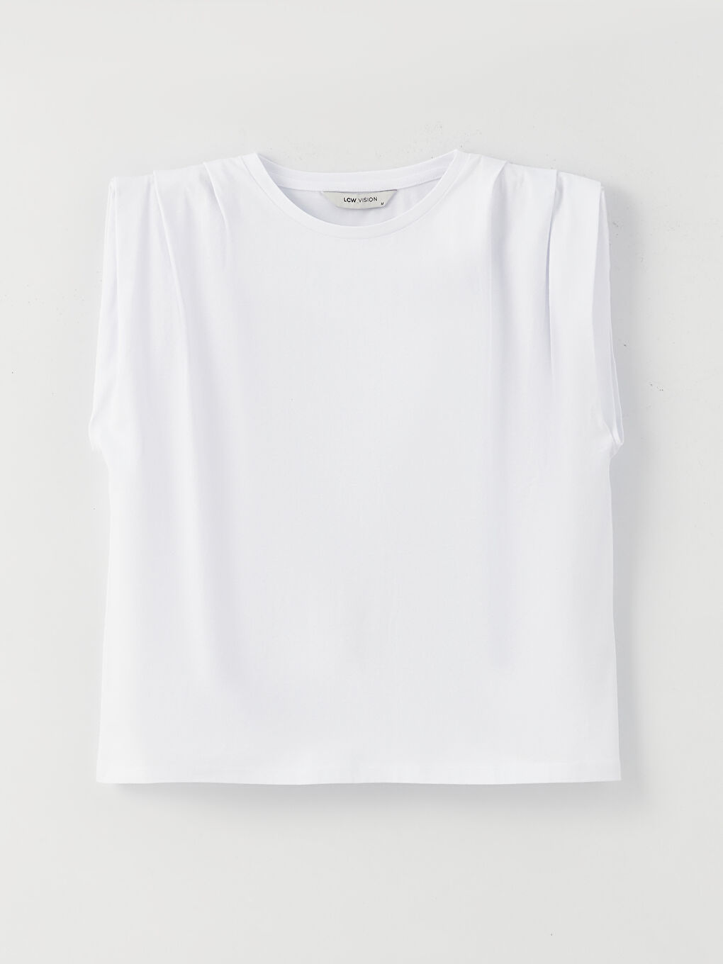 Beyaz Kadın Bisiklet Yaka Düz Atlet-5