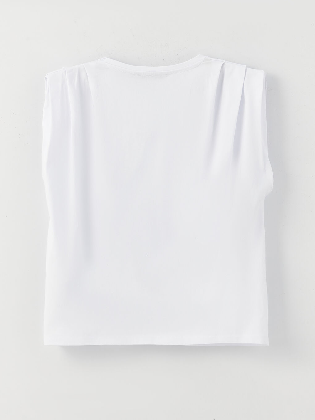 Beyaz Kadın Bisiklet Yaka Düz Atlet-6