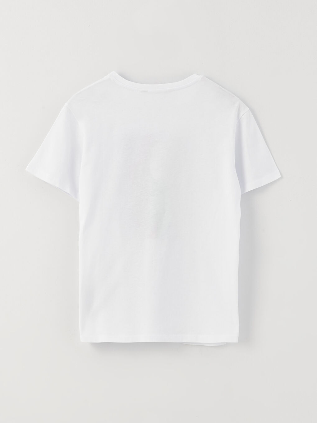 Beyaz Bisiklet Yaka Baskılı Kısa Kollu Kadın Tişört-6