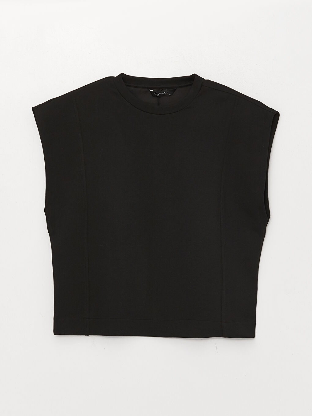 Haut Court Oversize à Manches Courtes Uni pour Femmes Col Rond-5