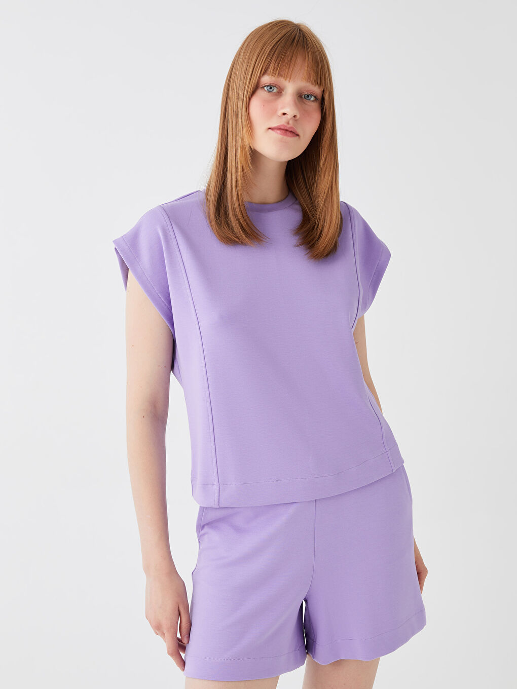 Crew Neck Plain Short Sleeve Oversize Women's Crop Top